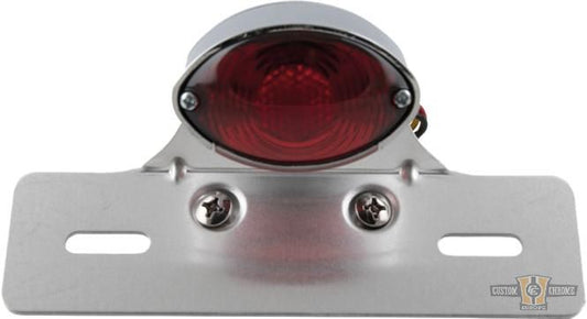 Micro Cateye Taillight with License Plate Bracket Chrome Dual Filament For Harley-Davidson