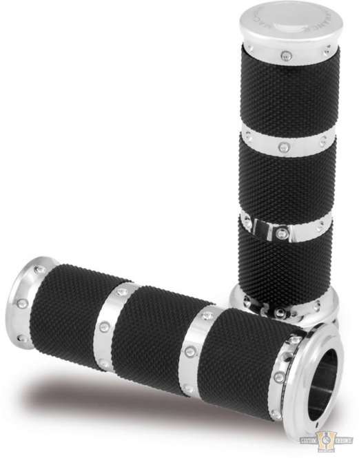 XLS Grips Black Chrome 1" Cable operated For Harley-Davidson