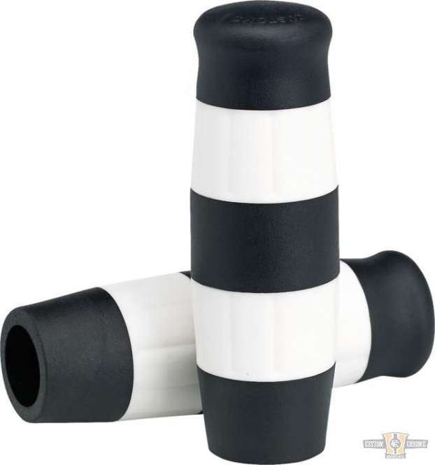 Flying Monkey Grips Black White 1" Cable operated Throttle By Wire For Harley-Davidson