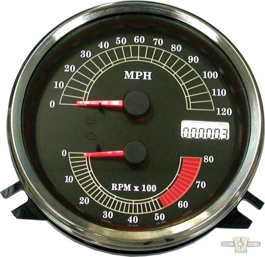 OE-Style Speedo/Tacho Combi Instrument Black 114.3 mm For Harley-Davidson