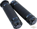 Logo Grips Black 1" Powder Coated Cable operated For Harley-Davidson