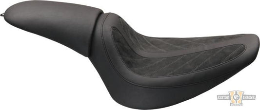 Horizontal Solo Seat Black Alcantara Leather For Harley-Davidson