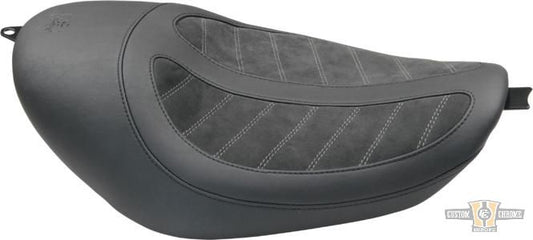 Horizontal Solo Seat Black Alcantara Leather For Harley-Davidson