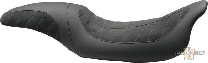 Horizontal Seat Black Alcantara Leather For Harley-Davidson