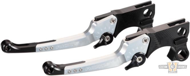 Good Guys Adjustable Hand Control Replacement Lever Black Silver Anodized For Harley-Davidson