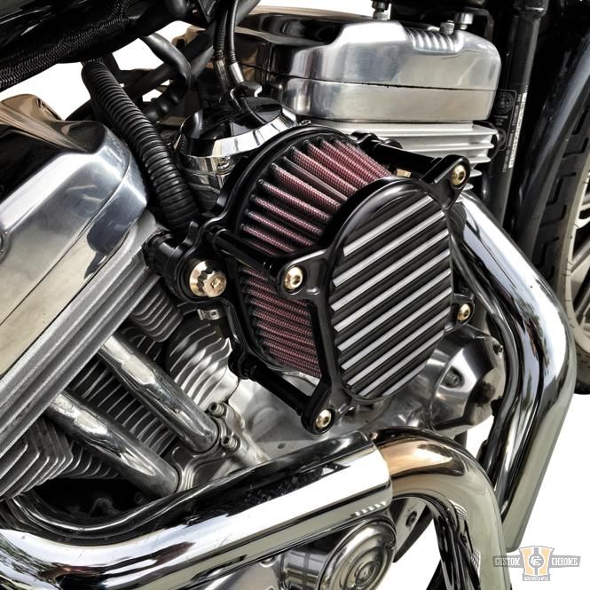 Omega Finned Air Cleaner Black For Harley-Davidson