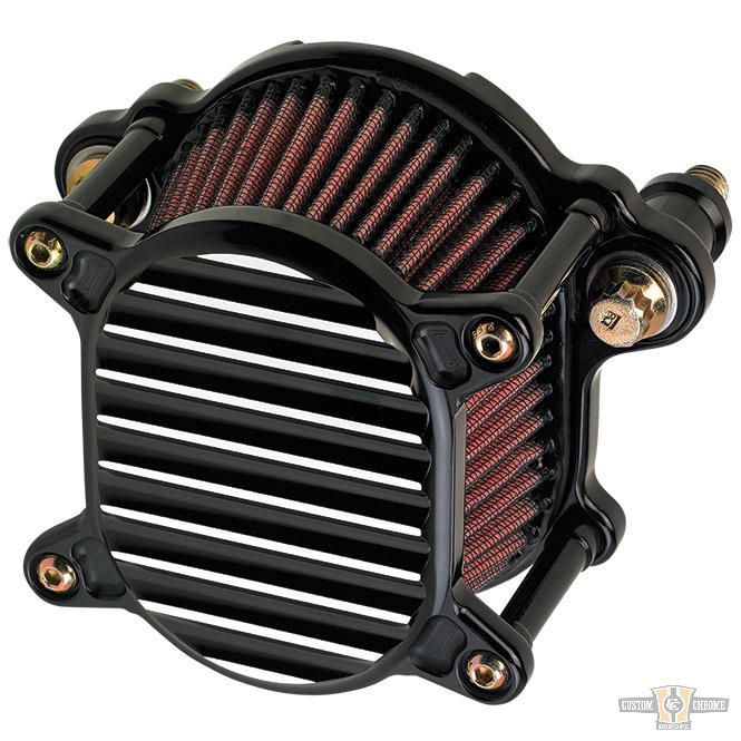 Omega Finned Air Cleaner Black For Harley-Davidson