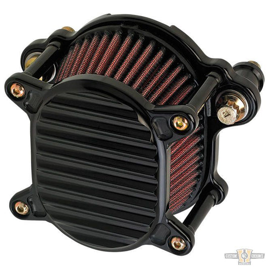 Omega Finned Air Cleaner Black For Harley-Davidson