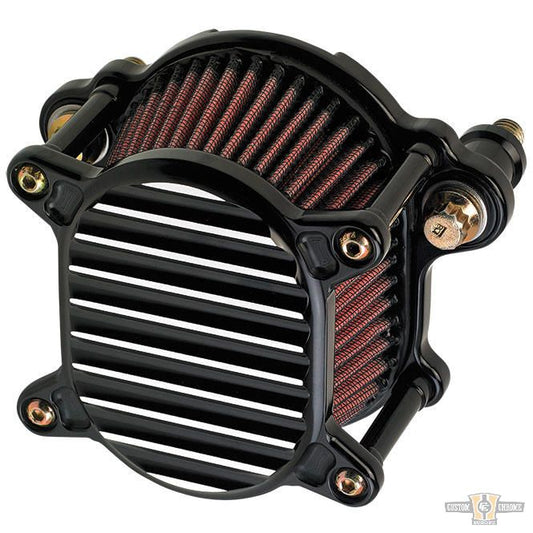 Omega Finned Air Cleaner Black For Harley-Davidson