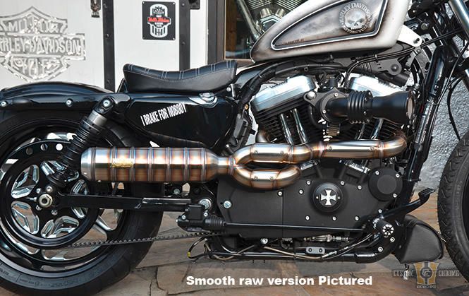 Outline Bomb Tattoo Exhaust System Chrome Satin For Harley-Davidson