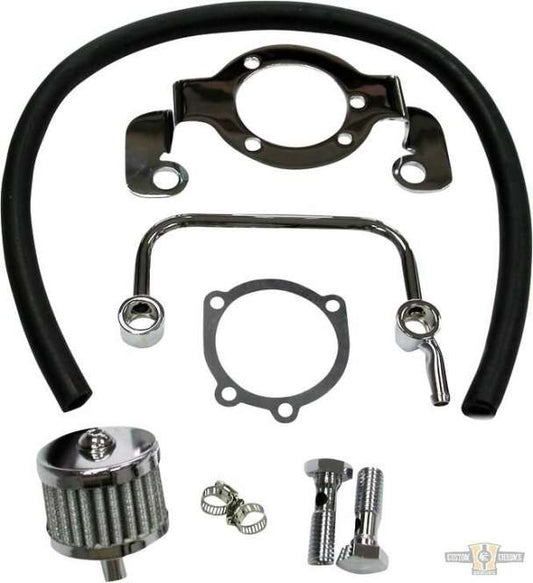 Breather Kit with Mounting Bracket Chrome For Harley-Davidson