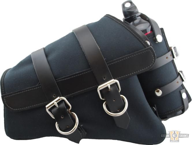 Canvas Saddlebag Black Left For Harley-Davidson