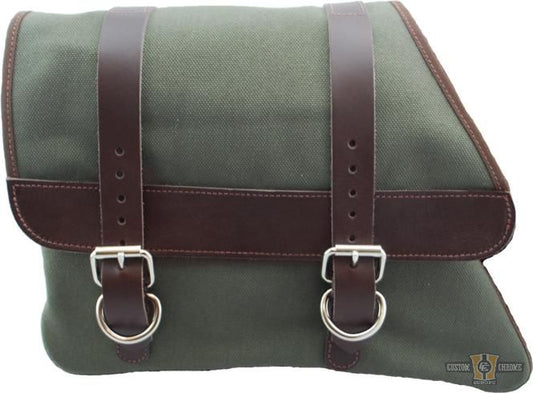 Canvas Saddlebag Brown Army Green Left For Harley-Davidson