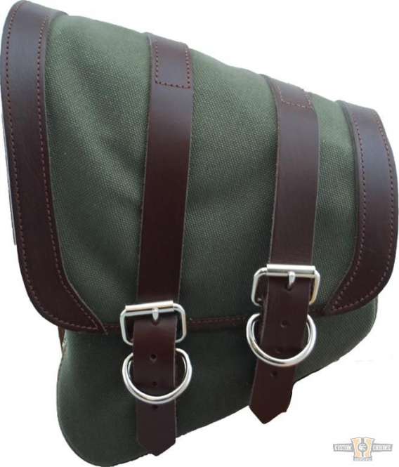 Canvas Saddlebag Brown Army Green Left For Harley-Davidson