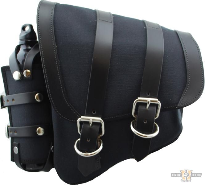Canvas Saddlebag Black Left For Harley-Davidson