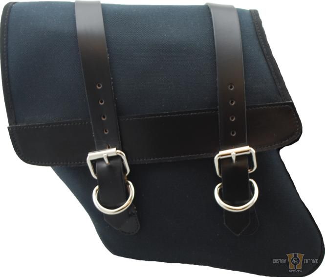 Canvas Saddlebag Black Left For Harley-Davidson