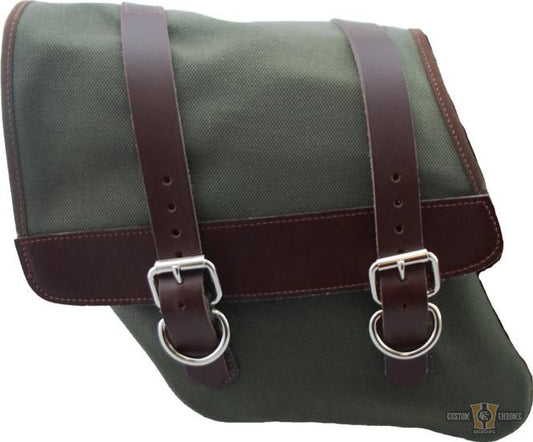 Canvas Saddlebag Brown Army Green Left For Harley-Davidson