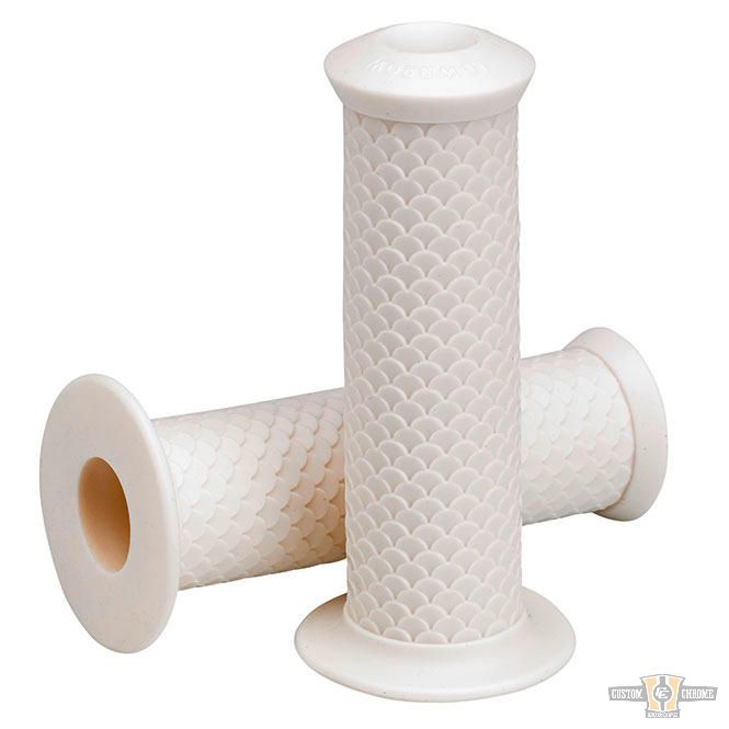 Fish Scale Grips White 7/8" Cable operated Throttle By Wire For Harley-Davidson