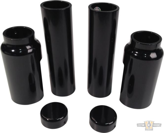 6-Piece Fork Covers with lower Fork Aluminum Covers Black Gloss Powder Coated For Harley-Davidson