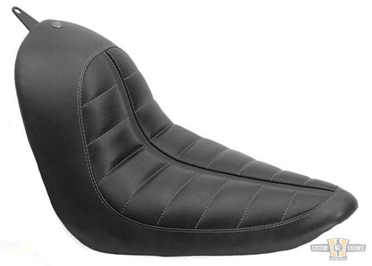 Enzo Horizontal Solo Seat Black Vinyl For Harley-Davidson