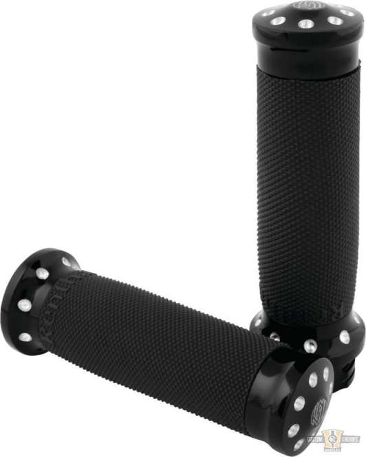 Tracker Grip Set Contrast Cut 1" Anodized Cable operated For Harley-Davidson