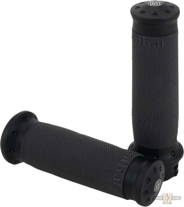 Tracker Grip Set Black Ops 1" Anodized Cable operated For Harley-Davidson