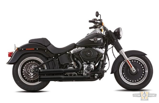 Double Groove Exhaust Systems Black Satin For Harley-Davidson