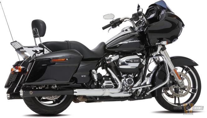 Double Groove Slip-On Muffler Black Satin For Harley-Davidson
