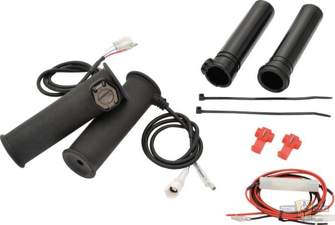 3-Level Heated Grips Black 1" Cable operated Throttle By Wire For Harley-Davidson