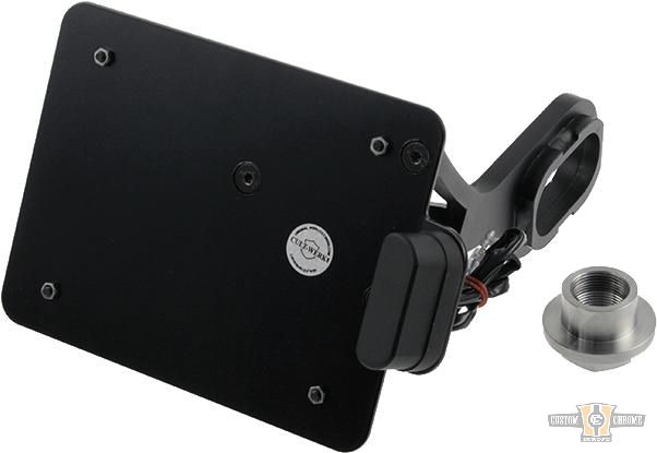 Sidemount License Plate Bracket Kit Black Powder Coated For Harley-Davidson