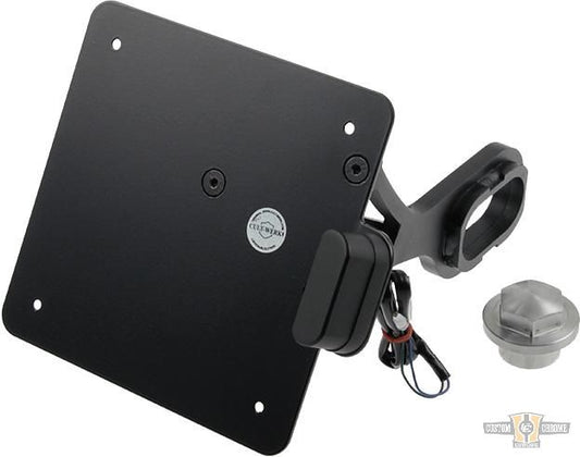 Sidemount License Plate Bracket Kit Black Powder Coated For Harley-Davidson