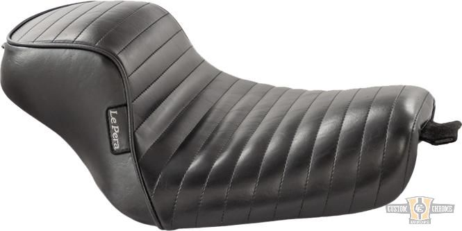 Sprocket Pleated Stitch Seat Black Vinyl For Harley-Davidson