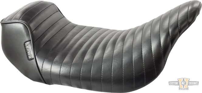 Sprocket Pleated Stitch Seat Black Vinyl For Harley-Davidson