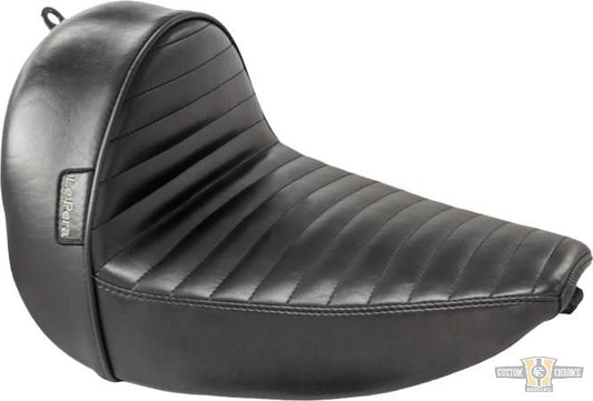 Stubs Pleated Stitch Seat Black Vinyl For Harley-Davidson