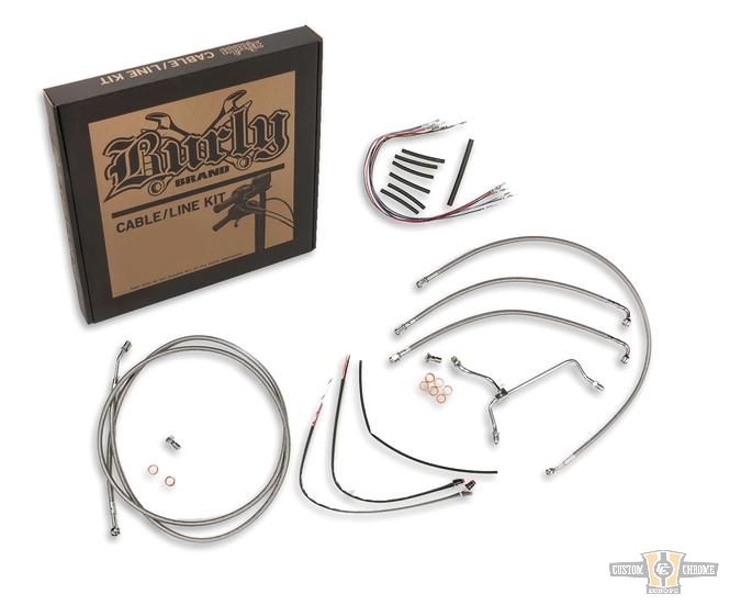 14" Bagger Bar Cable Kit Stainless Steel Clear Coat ABS For Harley-Davidson