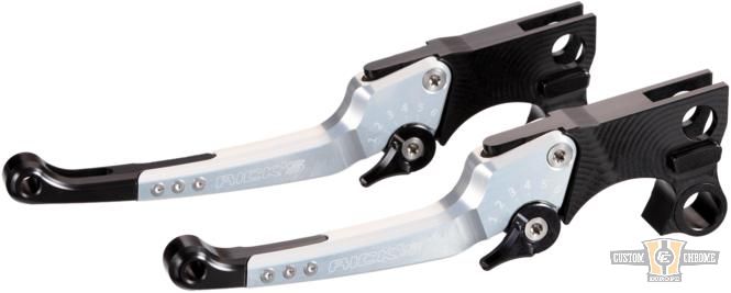 Good Guys Adjustable Hand Control Replacement Lever Black Silver Anodized For Harley-Davidson
