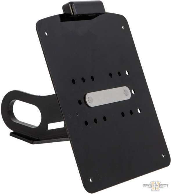 Long License Plate Side Mount Kit Black Anodized For Harley-Davidson