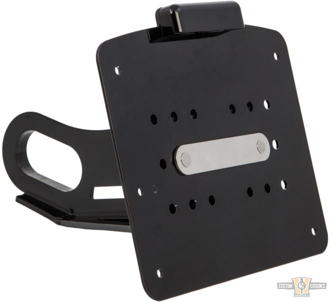 Long License Plate Side Mount Kit Black Anodized For Harley-Davidson