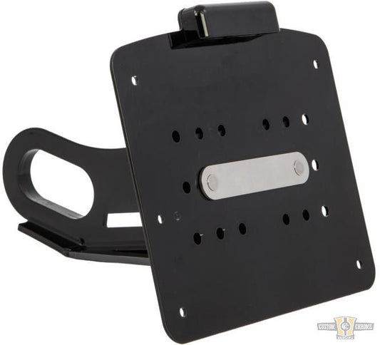 Long License Plate Side Mount Kit Black Anodized For Harley-Davidson