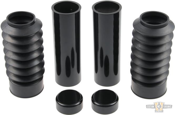 6-Piece Fork Covers with lower Fork Rubbers Black Gloss Powder Coated For Harley-Davidson