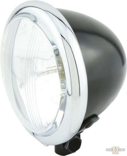 Bates Style 4 1/2" Headlight Black Bilux For Harley-Davidson