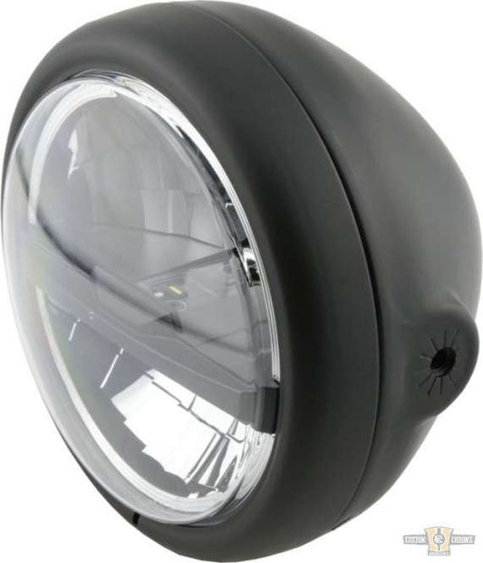 Bates Style Type 5 5 3/4" Headlight Black LED For Harley-Davidson