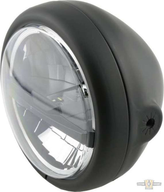 Pecos Type 5 5 3/4" Headlight Black LED For Harley-Davidson