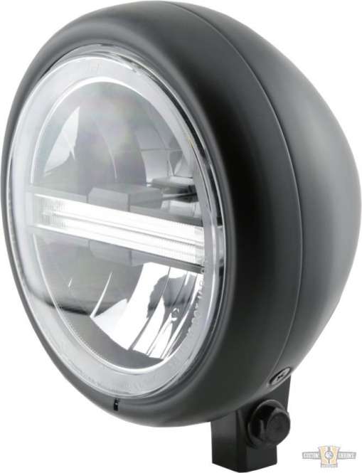 Pecos Type 6 5 3/4" Headlight Black LED For Harley-Davidson