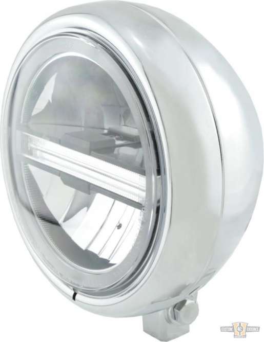 Pecos Type 6 5 3/4" Headlight Chrome LED For Harley-Davidson