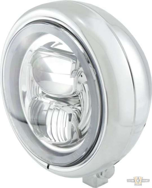 Pecos Type 7 5 3/4" Headlight Chrome LED For Harley-Davidson