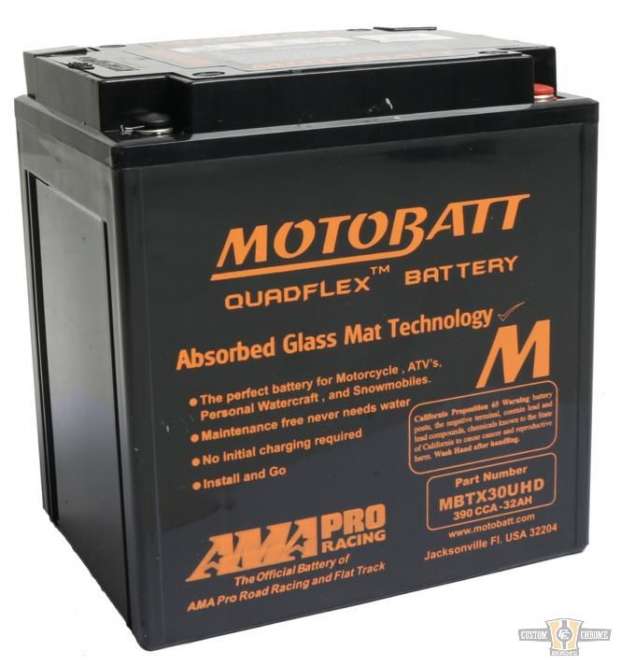 Quadflex AGM Battery AGM, 200 A, 14.0 Ah For Harley-Davidson