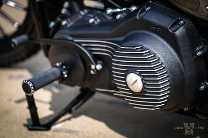 Ribbed Primary Cover Black Cut For Harley-Davidson