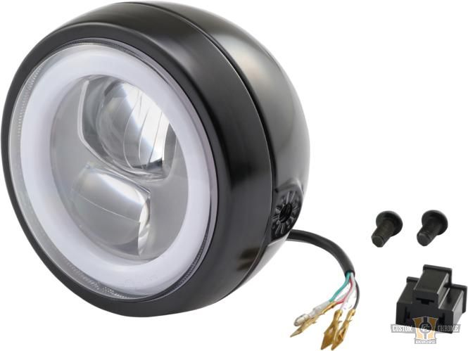 Capsule 120 4 1/2" Headlight Black LED For Harley-Davidson