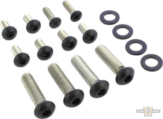 Hand Control Screw Kits Flat Black Powder Coated For Harley-Davidson